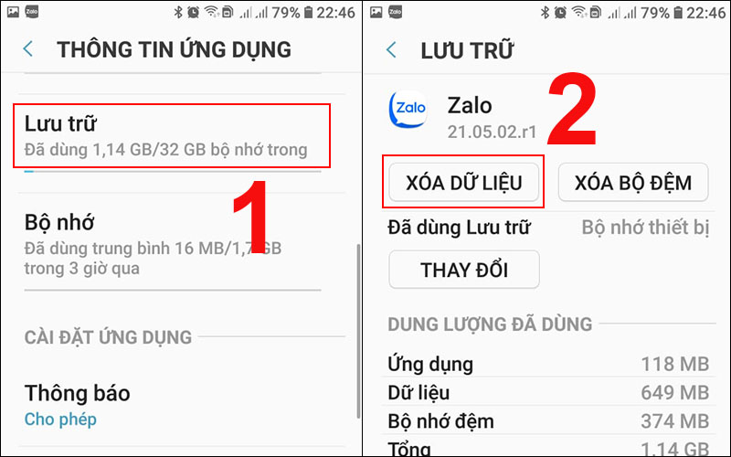 Xóa dữ liệu Zalo